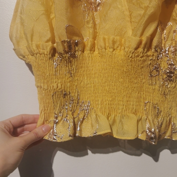 ZARA limited edition yellow v neck smocked top - Picture 5 of 9